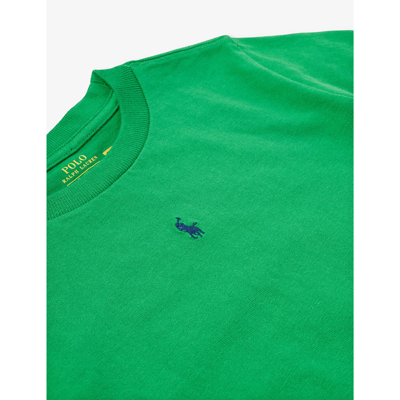 Shop Polo Ralph Lauren Boys Green Kids Boys' Logo-embroidered Cotton-jersey T-shirt