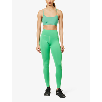 Shop Alo Yoga Airlift High-rise Slim-leg Stretch-woven In Green