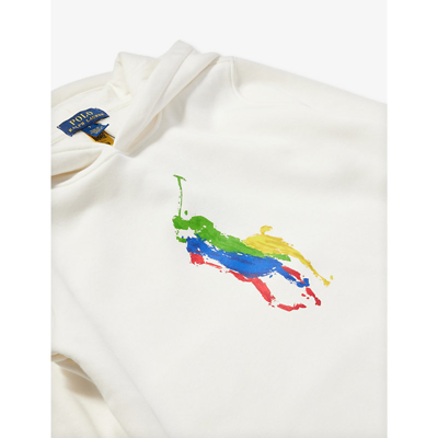 Shop Polo Ralph Lauren Boys White Kids Boys' Logo-print Cotton-blend Hoody