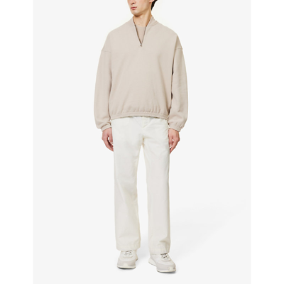 Shop Emporio Armani Mens Corda Logo-embroidered Cotton And Cashmere-blend Fleece Sweatshirt In Cream