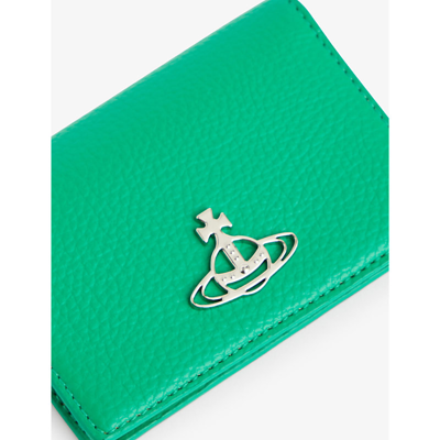Shop Vivienne Westwood Bright Green Brand-plaque Vegan-leather Card Holder