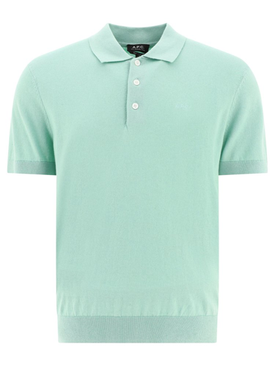 Shop Apc A.p.c. Gregory Logo Embroidered Polo Shirt In Green