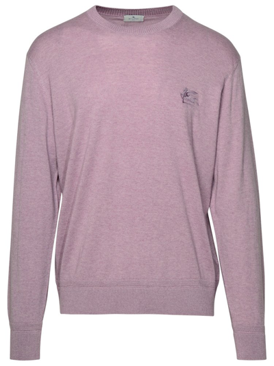 Shop Etro Pegaso Embroidered Knit Jumper In Purple