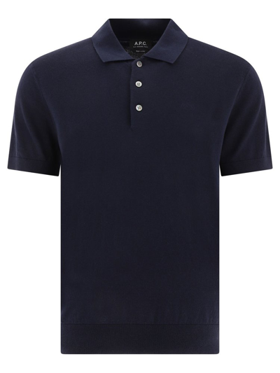 Shop Apc A.p.c. Gregory Logo Embroidered Polo Shirt In Navy