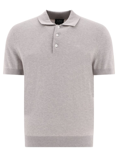 Shop Apc A.p.c. Gregory Logo Embroidered Polo Shirt In Grey