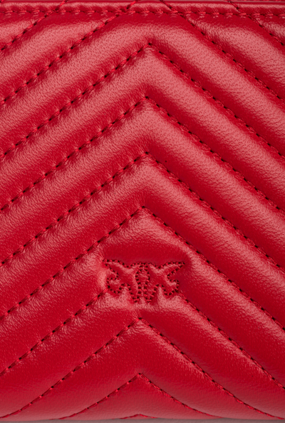 Pinko Zip Around Nappa Chevron Wallet In Rosso-antique Gold