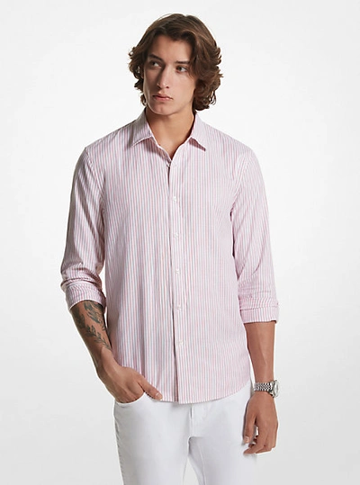 Shop Michael Kors Striped Stretch Cotton Oxford Shirt In Pink