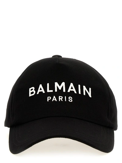 Shop Balmain Logo Embroidery Cap In White/black