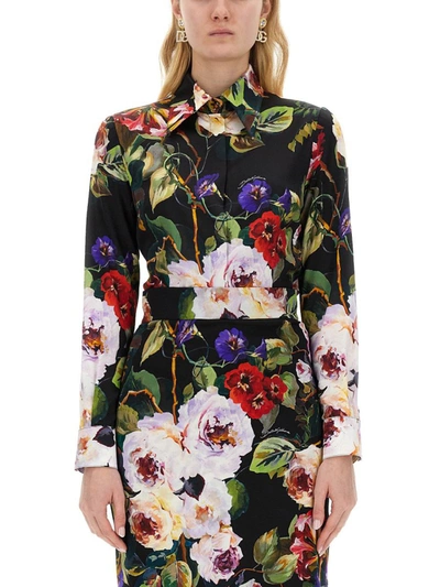 Shop Dolce & Gabbana Rose Garden Print Shirt In Multicolour