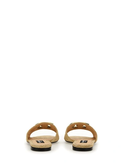 Shop Dolce & Gabbana Raffia Slide Sandal In White