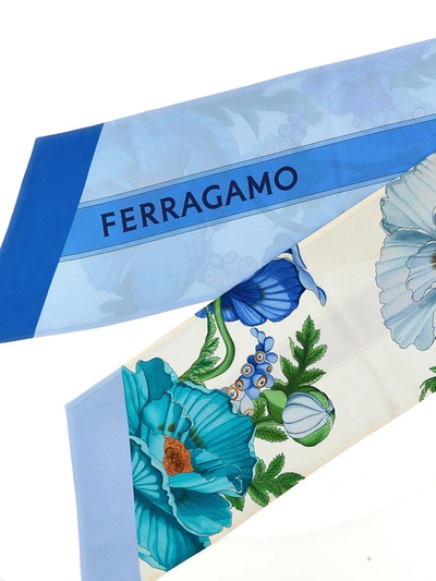 Shop Ferragamo 'poppies' Scarf In Beige