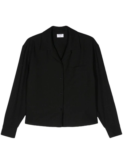 Shop Filippa K Sourced Crepe Cropped Shirt Clothing In Black