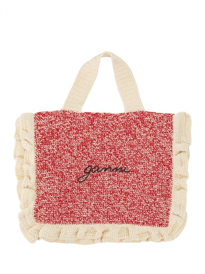 Shop Ganni Bag With Logo In Red