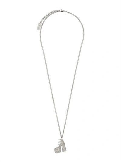 Shop Marc Jacobs "pave Kiki Boot" Necklace In Silver