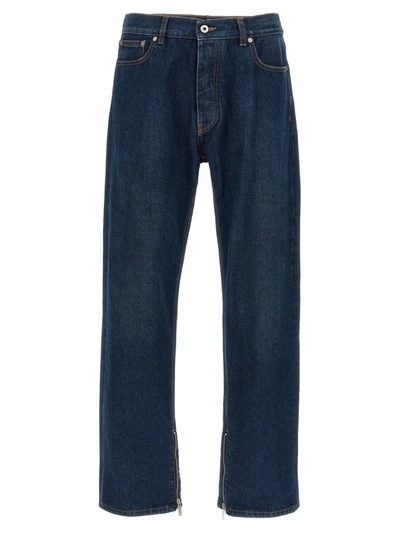 Off-white Arr Tab Zip Det Skate Wide-leg Jeans In Blue