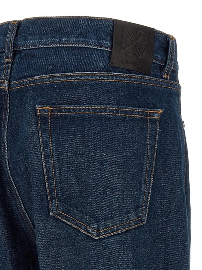 Off-white Arr Tab Zip Det Skate Wide-leg Jeans In Blue