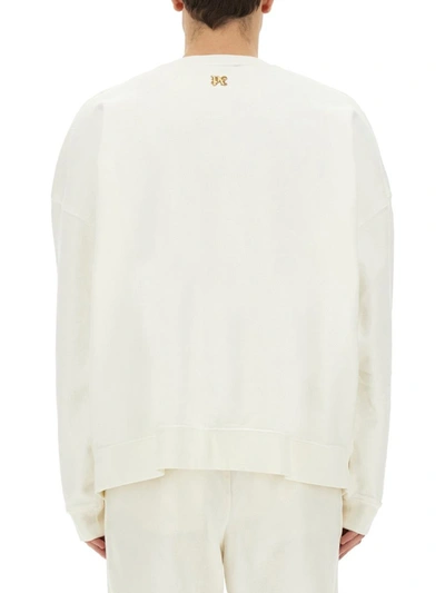 Shop Palm Angels "burning Monogram" Print Sweatshirt In White