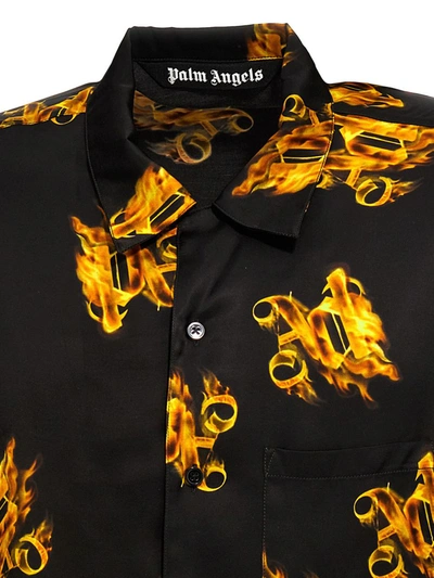 Shop Palm Angels 'burning Monogram' Shirt In Black