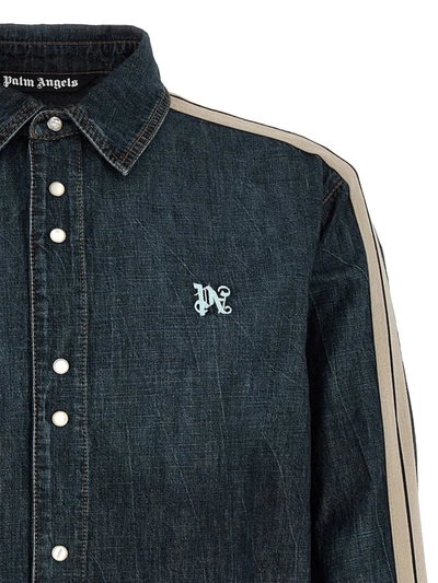 Shop Palm Angels 'monogram Track' Shirt In Blue