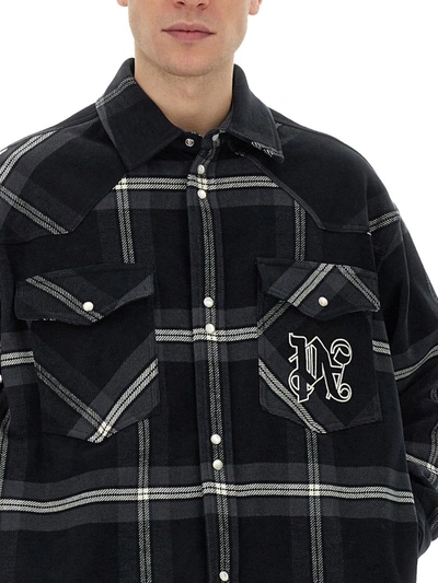 Shop Palm Angels Monogram Shirt In Charcoal