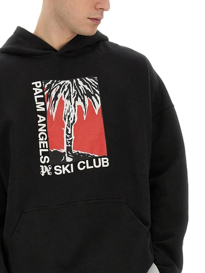 Shop Palm Angels Palm Ski Club Print Sweatshirt In Black