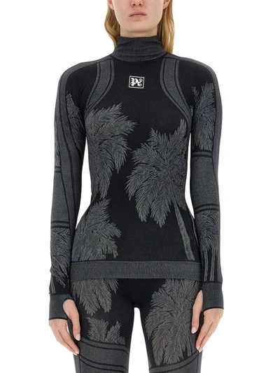 Shop Palm Angels Thermal Ski T-shirt In Black