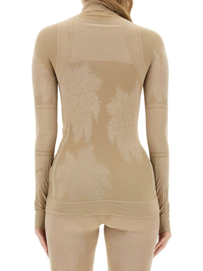 Shop Palm Angels Thermal Ski T-shirt In Beige