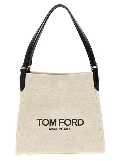 Shop Tom Ford 'amalfi Medium' Shopping Bag In White/black