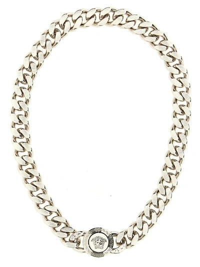 Shop Versace 'medusa' Necklace In Silver