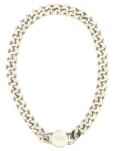 Shop Versace 'medusa' Necklace In Silver