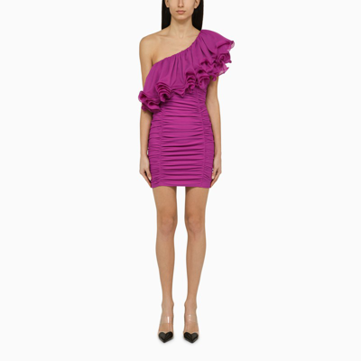 Shop Rotate Birger Christensen | Purple Asymmetrical Dress In Recycled Polyamide In Pink