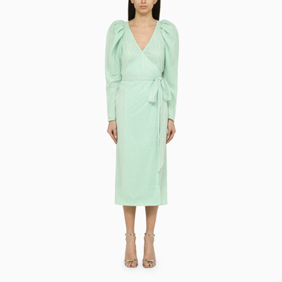Shop Rotate Birger Christensen Misty Jade Midi Dress In Recycled Polyester In Green