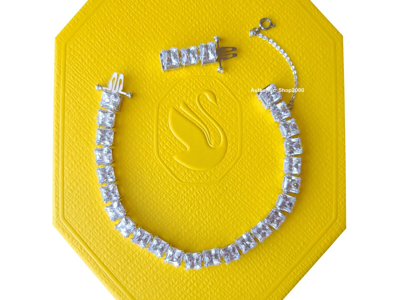 Pre-owned Swarovski Authentic  Rhodium White Sparkle Crystal Millenia Bracelet 5599202