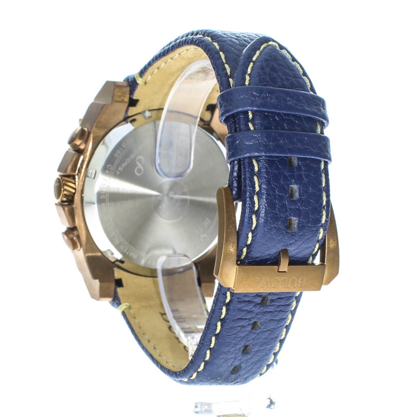 Pre-owned Bulova Precisionist Men's Chronograph Watch Blue Dial Leather Band 97b186