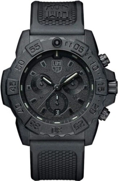 Pre-owned Luminox Xs.3581.bo Men's Navy Seal Chronograph Military Dive Watch, 45mm, Black