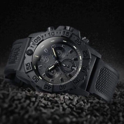 Pre-owned Luminox Xs.3581.bo Men's Navy Seal Chronograph Military Dive Watch, 45mm, Black