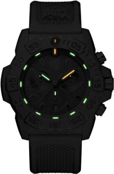 Pre-owned Luminox Xs.3581.bo Men's Navy Seal Chronograph Military Dive Watch, 45mm, Black