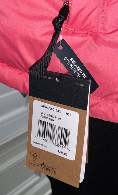 Pre-owned The North Face Womens 1996 Retro Nuptse 700-down Jacket Cosmo Pink Size Xxl