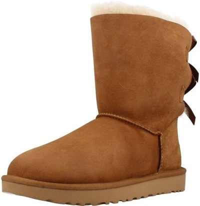 Pre-owned Ugg Womens Bailey Bow Ii Boots Chestnut Size 10 In Brown