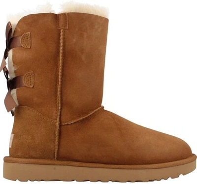 Pre-owned Ugg Womens Bailey Bow Ii Boots Chestnut Size 10 In Brown