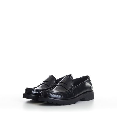 Pre-owned Ysl Saint Laurent 895$ Black Penny Loafers - Chunky Sole, Glazed Leather,