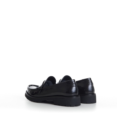 Pre-owned Ysl Saint Laurent 895$ Black Penny Loafers - Chunky Sole, Glazed Leather,