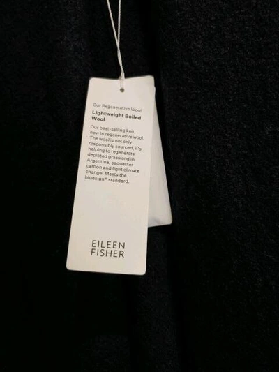 Pre-owned Eileen Fisher Ltweight Boiled Wool Long Cardigan Coat Nocturne Blue Sz M
