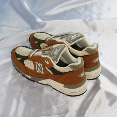 Pre-owned New Balance Size 7.5w - Balance 991 Aime Leon Dore Tan Cream Green Low Top Sneakers