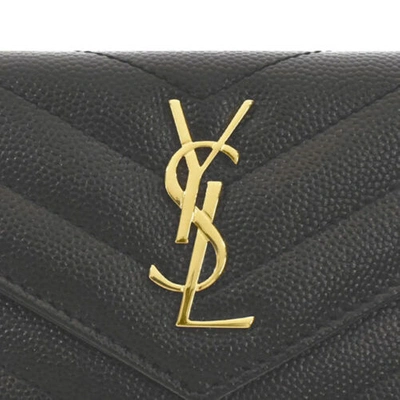 Pre-owned Saint Laurent Id Wallet Ysl Credit Card Hold 612808 Nero 1000 In Bk/nero/1000