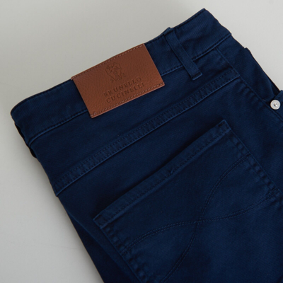 Pre-owned Brunello Cucinelli 695$ Navy Blue Stretch Denim Trousers - Slim Fit, Five-pocket