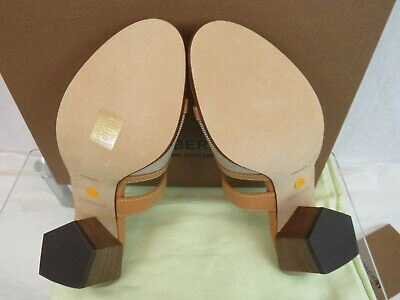 Pre-owned Burberry Honour Brown Sand Tan Leather Logo Slide Sandals Mule Pumps 37 $690