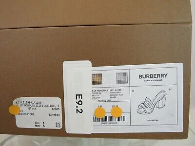 Pre-owned Burberry Honour Black Leather Logo Slide Sandals Mule Pumps 37 Italy $690