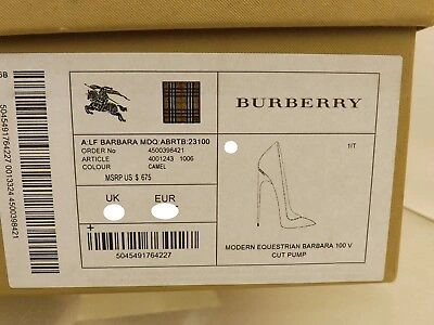 Pre-owned Burberry Barbara Camel Pony Hair Leopard Print Logo Classic Pumps 36 In Multicolor/camel