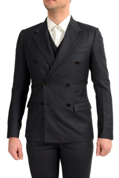 Pre-owned Dolce & Gabbana Men's 100% Wool Double Breasted Three Piece Suit Us 36r It 46r In Gray
